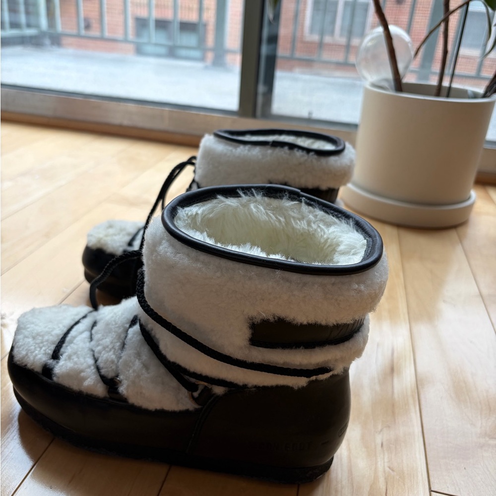 Moon Boot Far Side Shearling and Leather LowWinter Lace-Up Boots